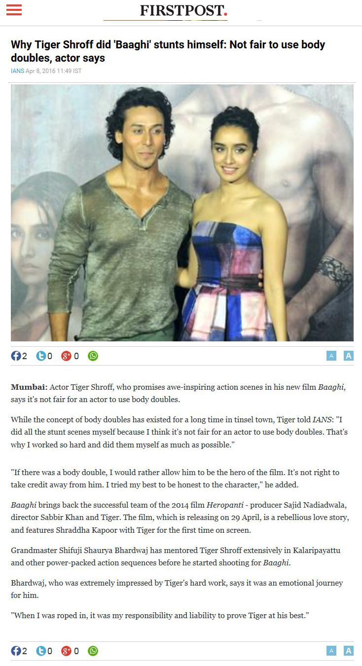 Why Tiger Shroff did Baaghi stunts himself: Not fair to use body doubles, actor says